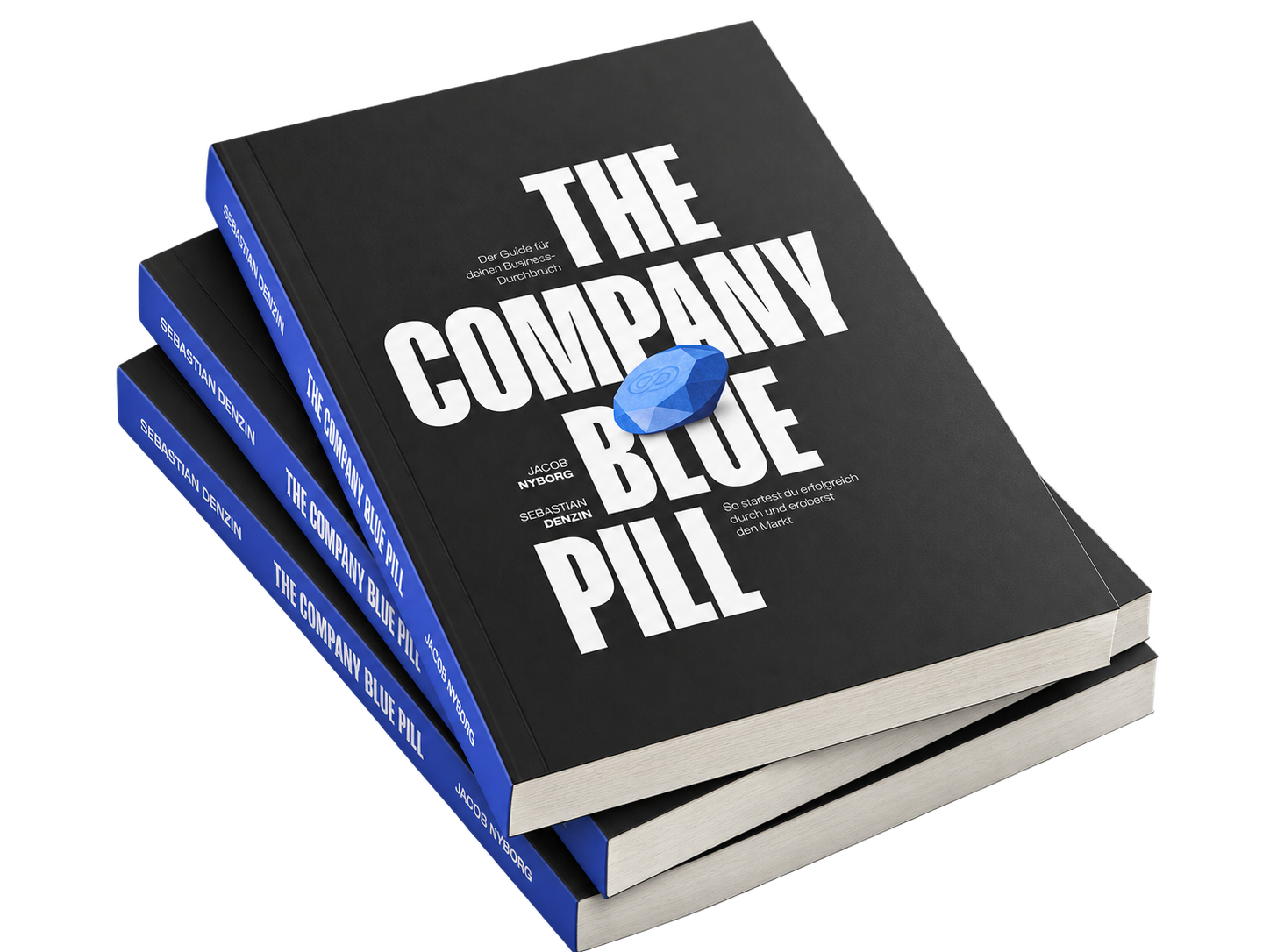 Company Blue Pill – Buchstapel